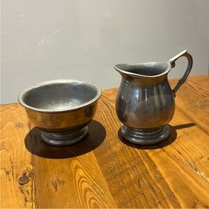 Pewter cream & sugar set